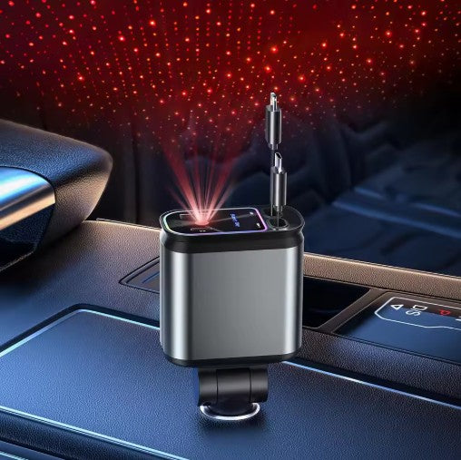 Cargador Super Rápido Retractil 4 en 1 para tu auto