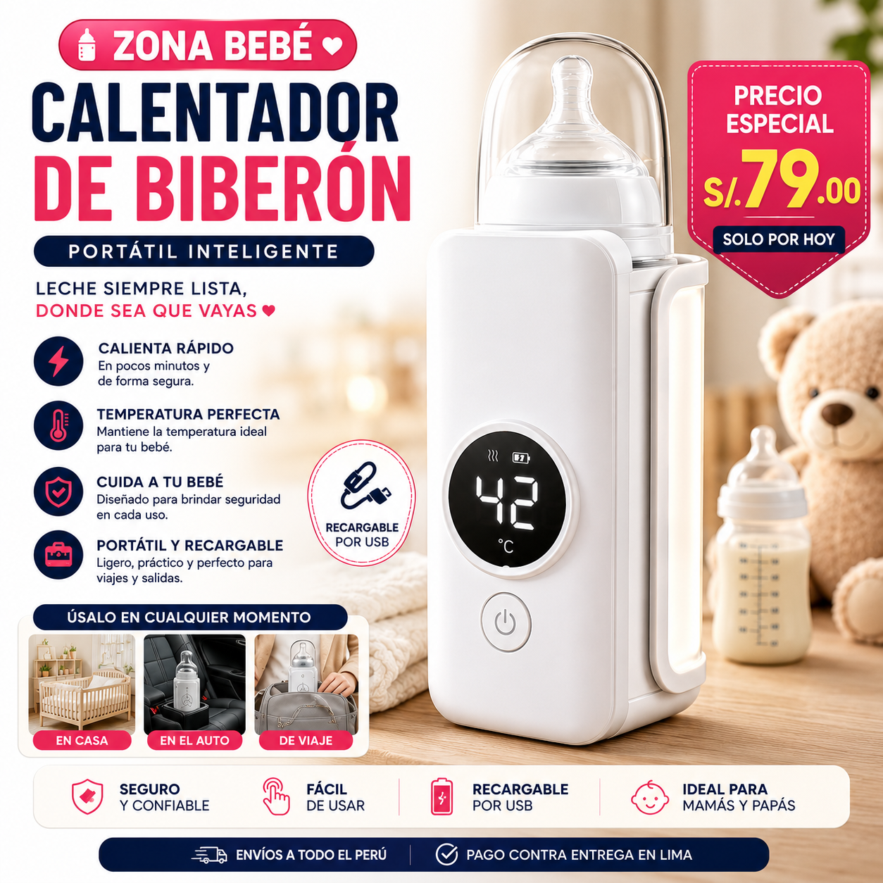 💎🍼 Calentador de Biberón 360° Premium