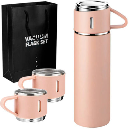 Set Termo Para Agua Caliente/fría + 3 Tazas 500 Ml Cafe Mate